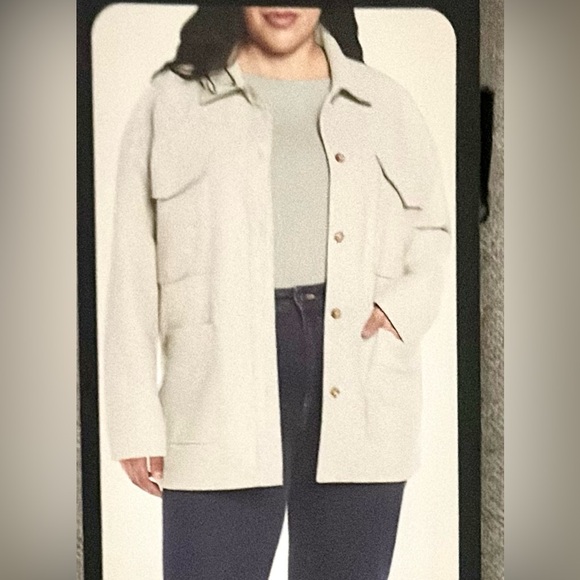 Banana Republic Cream Utility Jacket Relaxed Fit size XL NWT - Picture 1 of 12